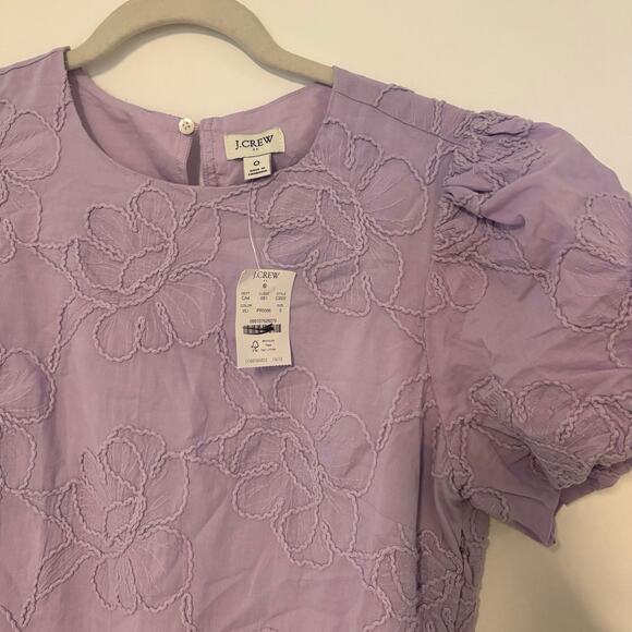 NWT J.Crew Eyelet Puff Sleeve Mini Dress Lilac Floral Size 0 - Picture 5 of 8